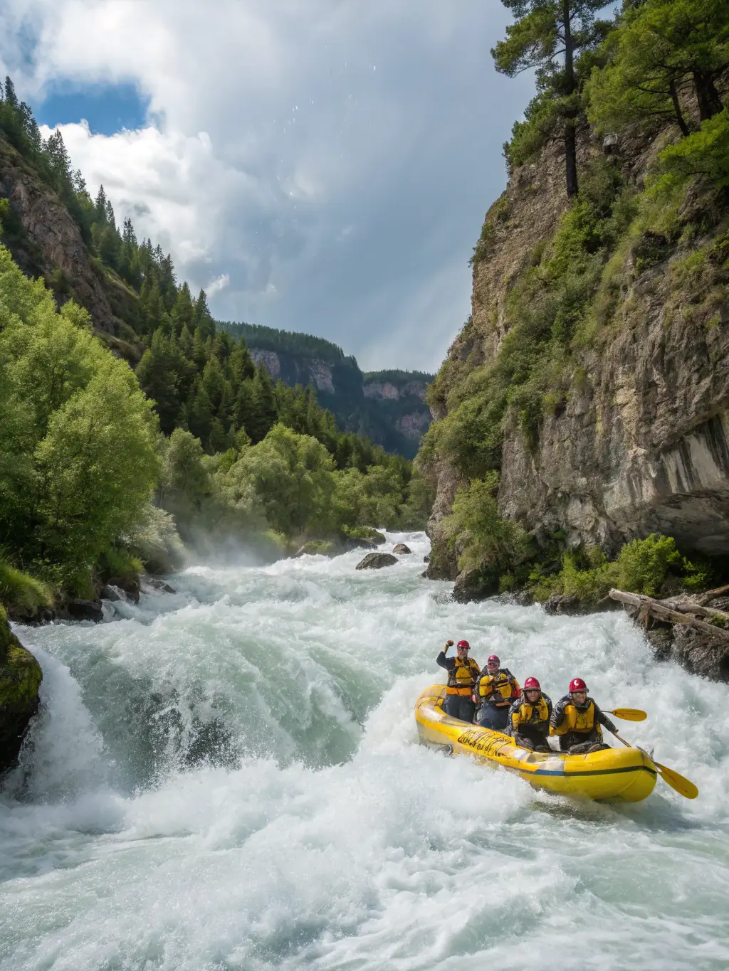 A captivating image of whitewater rafting on a rushing river in Costa Rica, demonstrating the excitement and challenge of this activity.