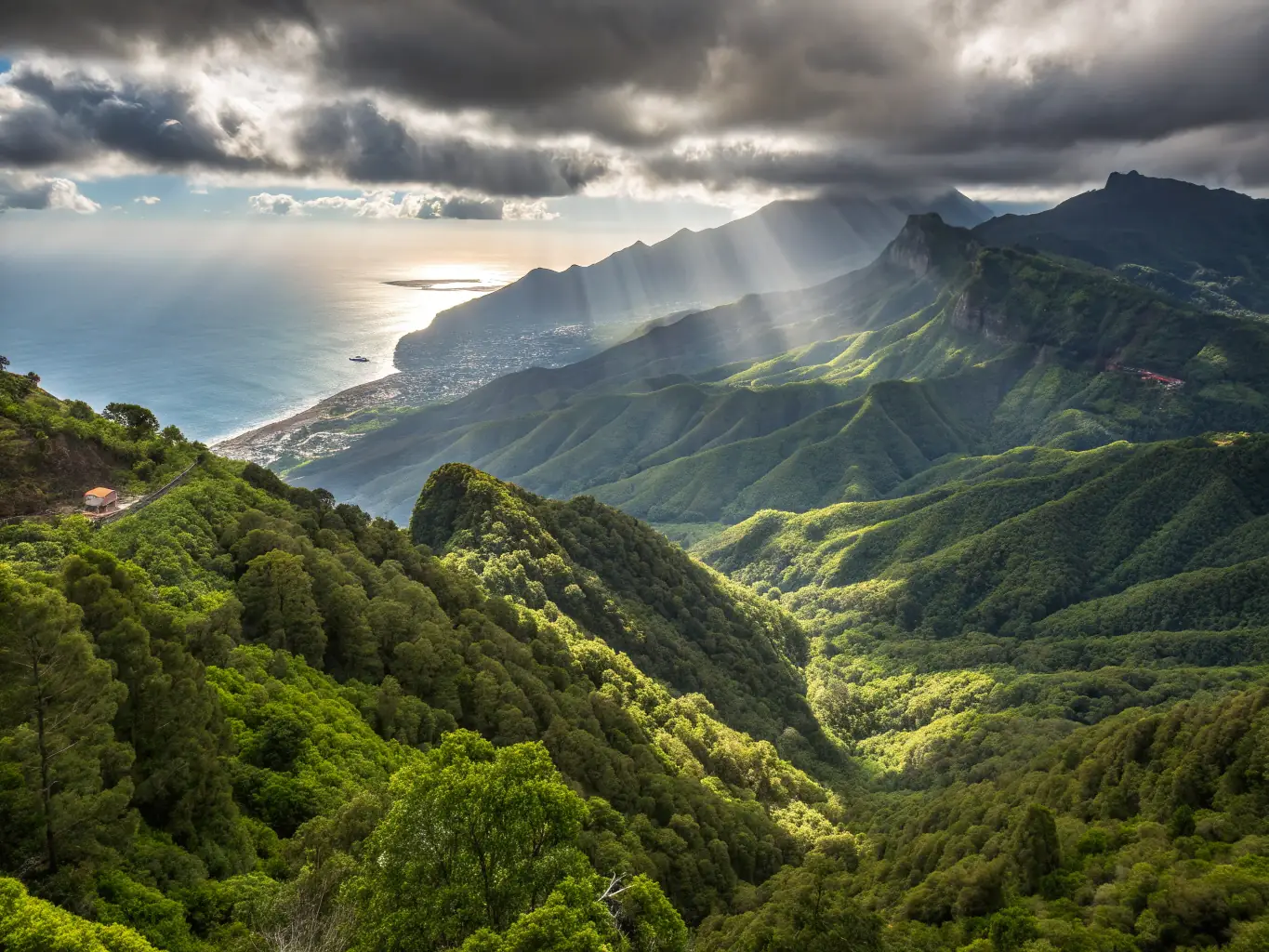 A vibrant photograph of Arenal Volcano, with its perfectly conical shape, towering over the surrounding lush green landscape, highlighting its majestic presence and the adventure activities available in the area.