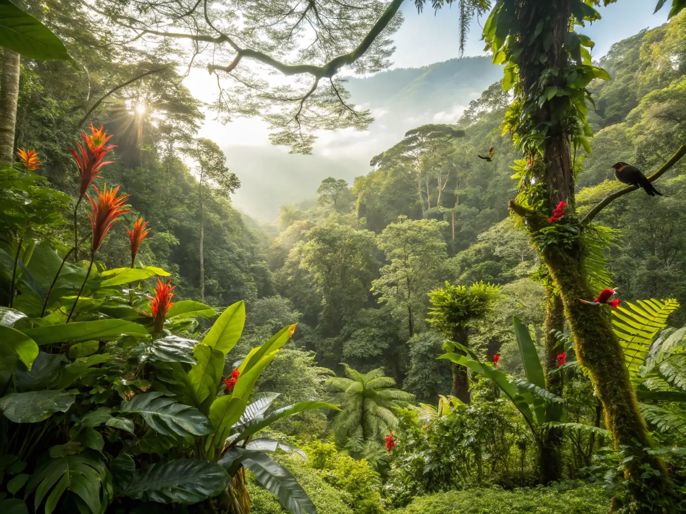 A vibrant image depicting a Costa Rican road sign with directions to popular destinations, set against a backdrop of lush rainforest.